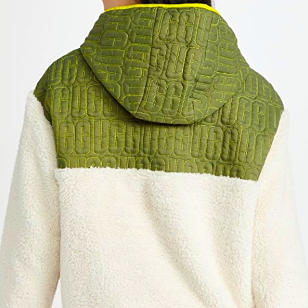 NWT Vintage UGG® Womens Iggy Faux Fur Hooded Half-Zip Pullover - Picture 3 of 5